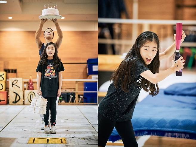 [서울=뉴시스]뮤지컬 '마틸다'의 연습 장면. 'Miracle' 장면에서 임하윤, 'Naughty' 장면에서 진연우. (사진=신시컴퍼니 제공) 2022.09.13. photo@newsis.com *재판매 및 DB 금지