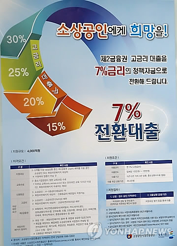 소상공인 정책 자금 지원 홍보물 [연합뉴스 자료사진]