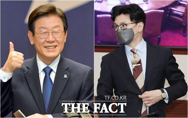 이재명(왼쪽) 더불어민주당 대표의 검찰 기소·수사를 두고 한동훈 법무부 장관과 미묘한 신경전이 전개되고 있다. 지난 1일 오후 광주 서구 김대중컨벤션센터 4층 컨벤션홀에서 열린 '더 나은 민주당 만들기 타운홀 미팅'에 참석한 이 대표. 지난 13일 국무회의에 참석한 한 장관. /뉴시스