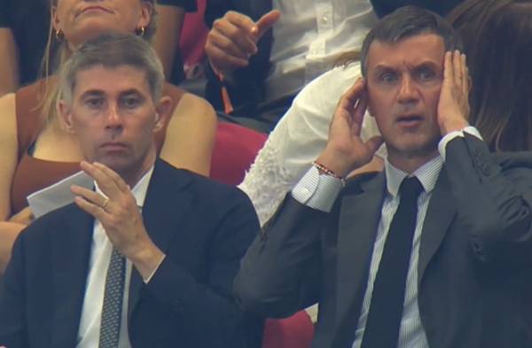 19일(한국시간) '2022/23시즌 이탈리아 세리에A' 나폴리와 AC밀란과 경기에서 경기 막판 김민재의 수비를 보고 경악하는 파울로 말디니의 모습. 사진|세리에A 유튜브 영상 캡처