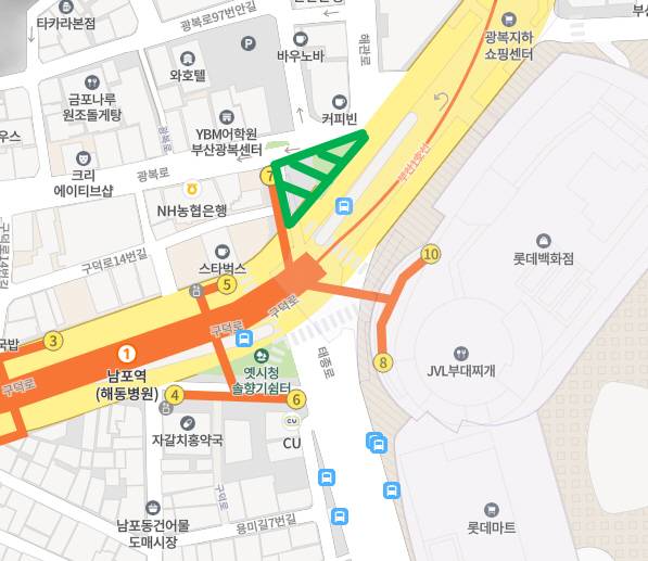 부산 중구 광복로 분수광장이 들어설 위치. 네이버 지도