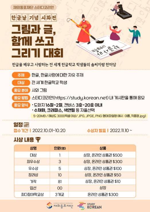 한글날 기념 시화전 공모 포스터 [재외동포재단 제공]