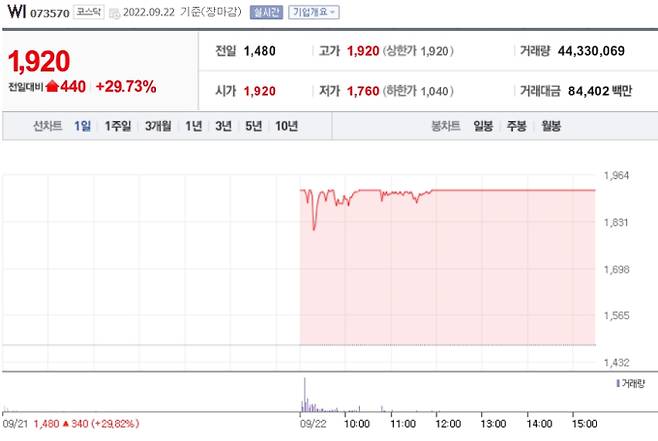 네이버 'WI' 증권 정보 캡쳐