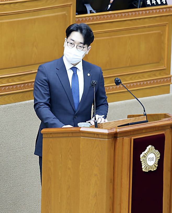 김도현 의원 시정질문 현장. / 사진제공=안양시의회