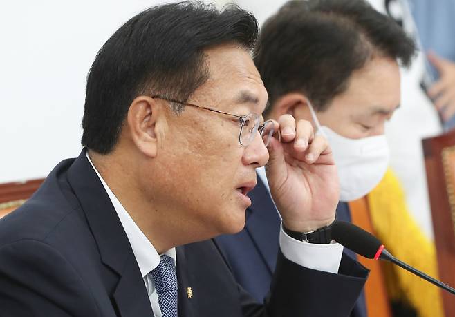 정진석 국민의힘 비상대책위원장이 22일 오전 서울 여의도 국회에서 열린 비상대책위원회의에서 발언하고 있다. 이상섭 기자