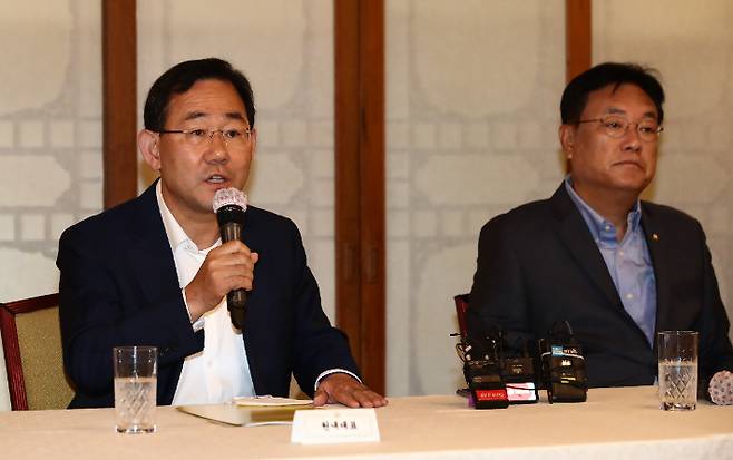 국민의힘 주호영 원내대표가 지난 25일 서울 종로구 총리공관에서 열린 제4차 고위당정협의회에서 발언하고 있다. 연합뉴스