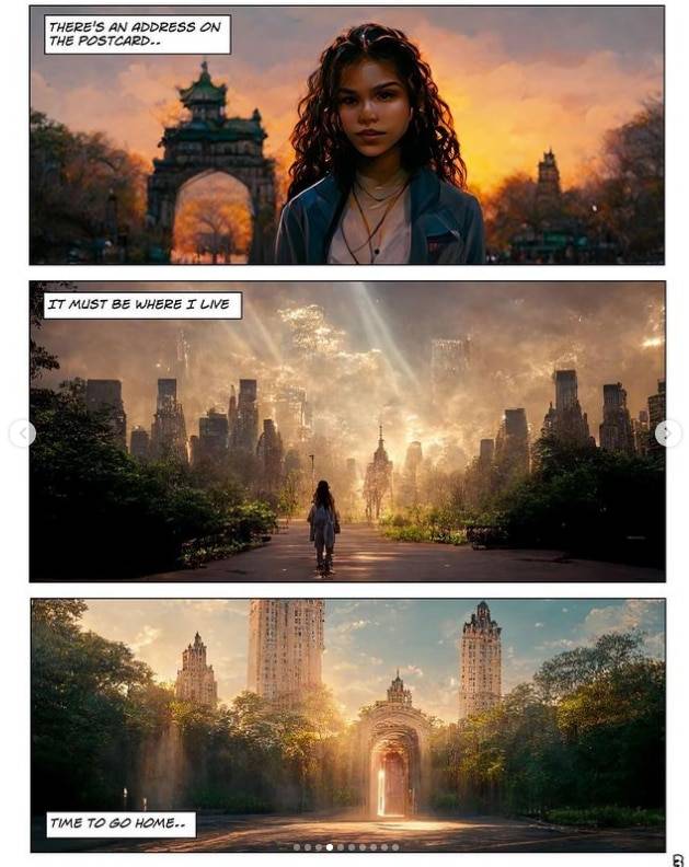 문자-이미지 변환 AI 모델인 ‘미드저니’를 통해 그려진 만화 ‘새벽의 자리야(Zarya of the Dawn)’. /크리스 카쉬타노바