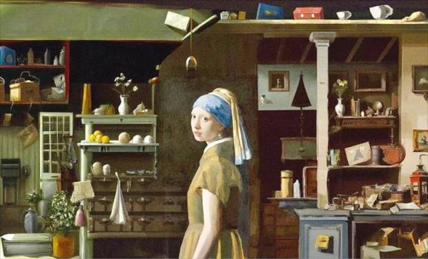 인공지능(AI) 이미지 생성 프로그램인 ‘달리(DALL-E)’가 그린 요하네스 페르메이르의 ‘진주 귀걸이를 한 소녀’. 이미지와 텍스트를 입력하면 화풍, 그림자, 빛이 들어오는 방향 등을 분석한 뒤 주변 배경을 알아서 만들어준다. 오픈AI 제공