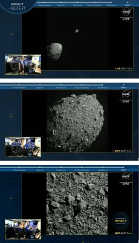 DART 우주선이 다이모르포스에 다가서면서 포착해 전송한 이미지.  [NASA 제공/ UPI 연합뉴스]