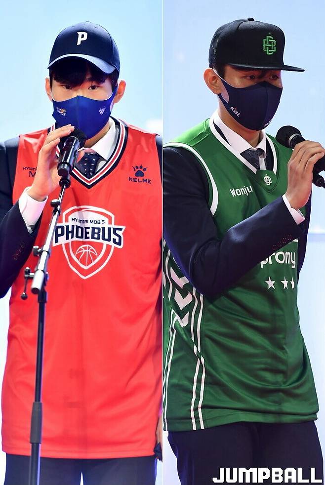 ▲ 사진 왼쪽부터 16순위 전준우(현대모비스), 18순위 인승찬(DB)