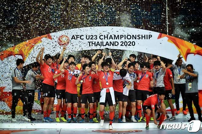 2020년 U23 아시안컵에서 우승을 차지했던 한국 ⓒ AFP=뉴스1