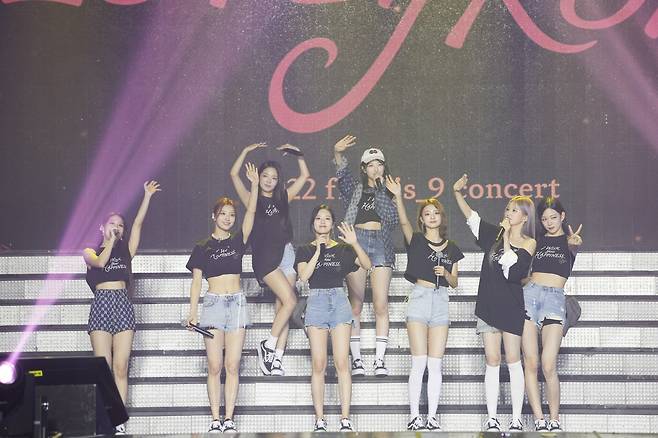 K-pop group fromis_9 conducts its concert "Love From." at the KBS Arena in Gangseo-gu, Seoul, on Friday. (Pledis Entertainment)