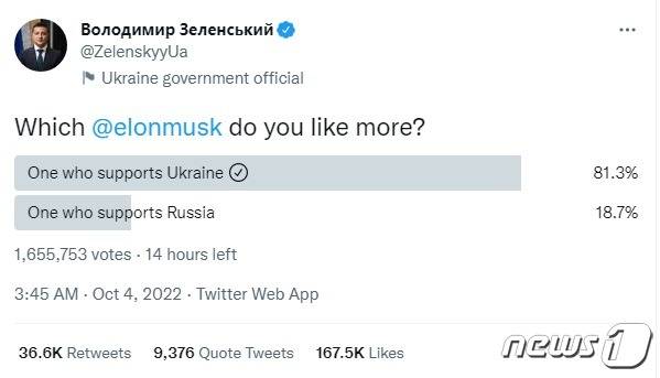 젤렌스키 트위터 갈무리