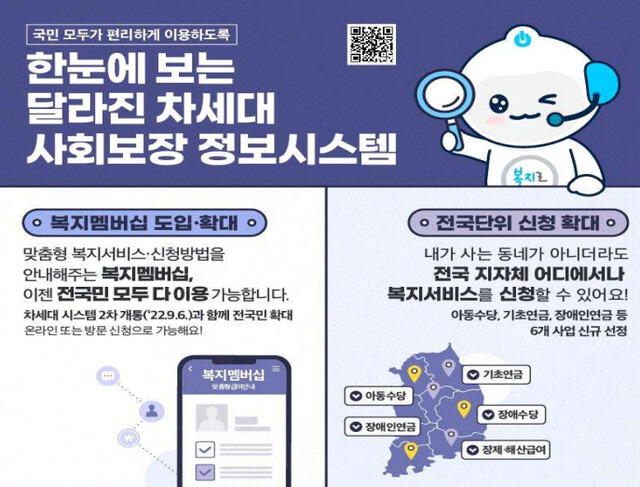 차세대 사회보장정보시스템 안내문. 보건복지부 제공