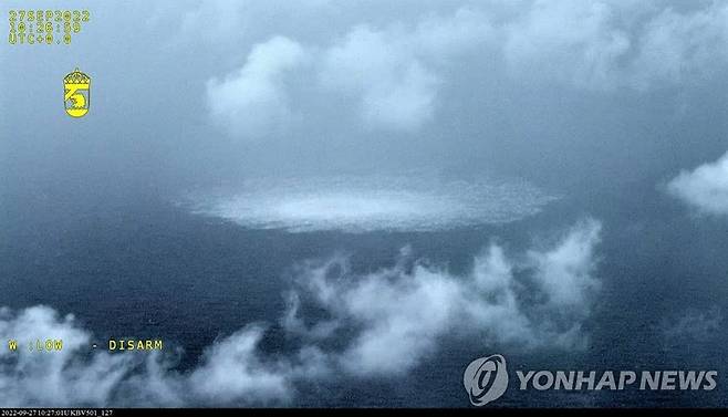 발트해 가스관 누출사고 현장 [AFP 연합뉴스 자료사진. 스웨덴 해상경비대 제공. 재판매 및 DB 금지]