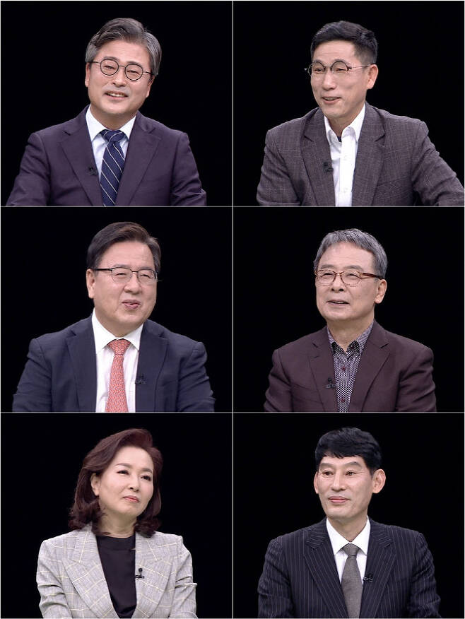 김종혁, 진중권, 신세돈, 박성민, 김민전, 오정근(왼쪽 위부터 시계 방향)