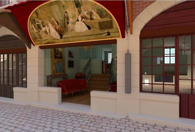 '제르생의 간판'이 걸려있는 화랑을 디지털로 재현한 모습. [Chromelight Studio]