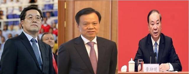 오는 16일 개막하는 20차 중국 공산당대회에서는 시진핑 국가주석의 측근 인사들의 약진이 주목된다. 사진 왼쪽부터 딩쉐샹(60) 중앙판공청 주임, 천민얼(62) 충칭시 서기, 황쿤밍(65) 중앙선전부 부장. 이들은 모두 시 주석 측근 그룹인 이른바 '시자쥔'의 핵심 멤버로 평가된다.