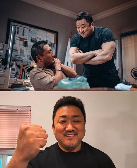 올해 극장가 최다관객 동원작 '범죄도시2'를 만들고 '명불허전' 마석도 형사를 연기한 배우 마동석도 <더팩트> 창립 20주년을 축하하며 앞으로 활동에 기대감을 드러냈다. /에이비오엔터테인먼트, 빅펀치엔터테인먼트 제공