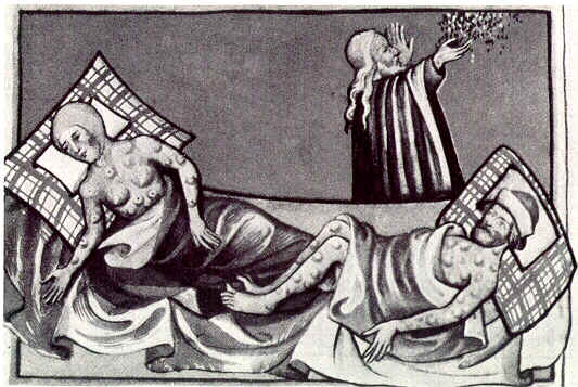 중세시대 유럽에서 묘사됐던 흑사병의 모습이다. 위키피디아 제공