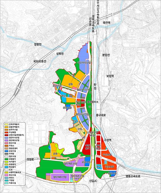 도시개발사업구역 지정 및 개발계획 변경안. 용인시 제공