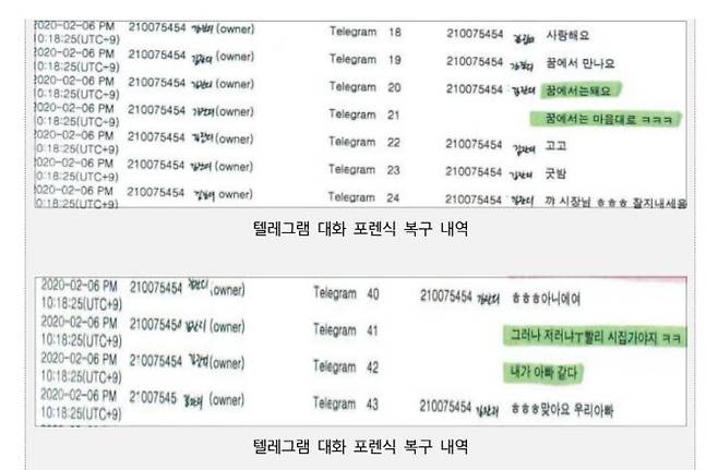 정철승 변호사가 17일 자신의 SNS를 통해 공개한 고 박원순 전 서울시장과 여비서가 주고받은 텔레그램 대화 내용 (사진=정철승 페이스북)