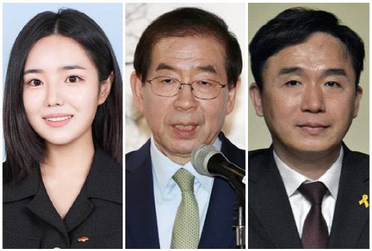 (왼쪽부터) 박은수 전 더불어민주당 대변인, 고(故) 박원순 전 서울시장, 정철승 변호사. <박은수 SNS, 연합뉴스>