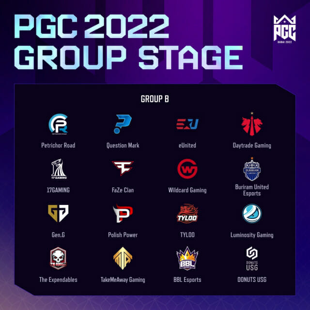 PGC 2022 그룹 스테이지 조편성 확정.