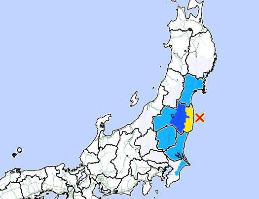 일본 후쿠시마 앞바다에 규모 5.1 지진. 사진 일본 기상청