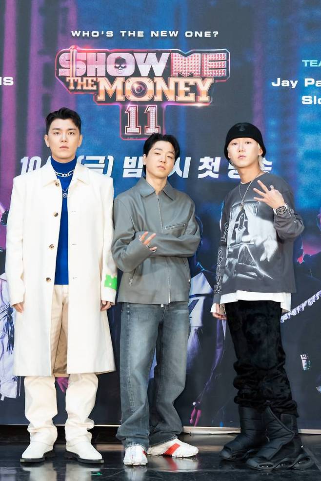 릴보이, 그루비룸이 21일 오후 온라인 생중계로 진행된 엠넷 예능 '쇼미더머니 시즌11' 제작발표회에 참석해 포즈를 취하고 있다. /사진제공=엠넷 2022.10.21 /사진=이동훈 기자 photoguy@