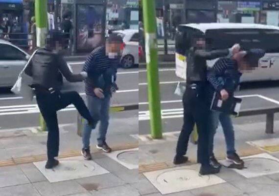 지난달 공무원을 폭행하는 A 씨. / 사진=온라인 커뮤니티