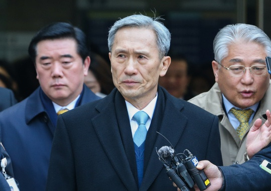 Former Defense Minister Kim Kwan-jin, in court for having the Cyber Command intervene in politics. February 21, 2019. Yonhap News