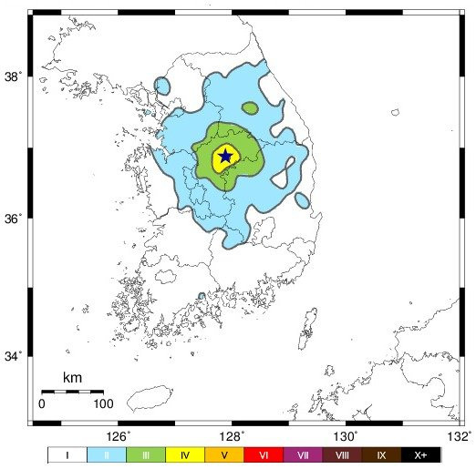 충북 괴산 북동쪽에서 발생한 규모 4.1 지진(기상청 제공) 사진=뉴스1