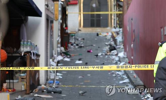 30일 오전 서울 용산구 이태원 압사 사고 현장. ⓒ연합뉴스