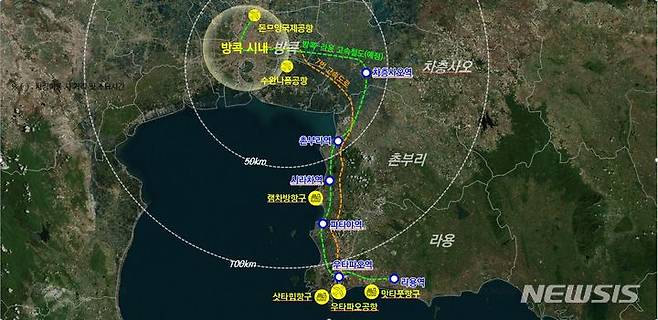 [서울=뉴시스] 태국 동부경제회랑 경제특구 위치도. (이미지=LH 제공)