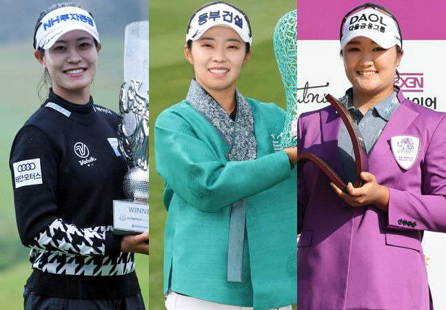 ‘빅3’ 구도를 형성한 박민지(왼쪽부터)-김수지-유해란. ⓒ KLPGA