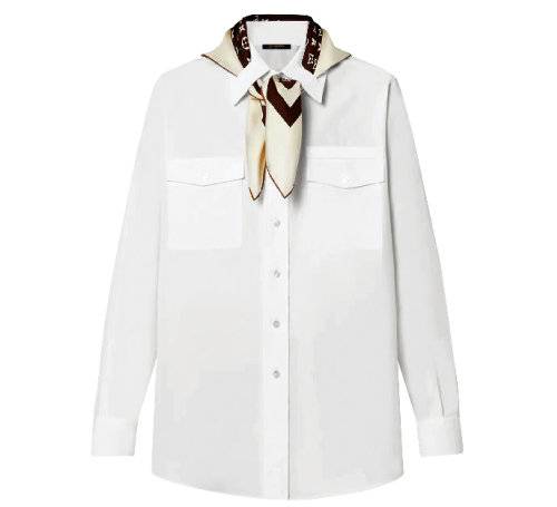 모노그램 트윌 스카프가 멋스러운 매스큘린 셔츠. 263만 원 루이비통.