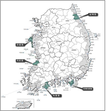 클린 국가어항 시범사업 대상어항 위치도 [해양수산부 제공, 재판매 및 DB 금지]