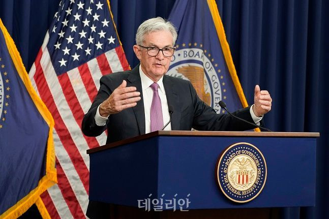 제롬 파월 연준 의장이 지난 9월 21일(현지시간) 연방공개시장위원회(FOMC)에서 정례회의를 마친 뒤 기자회견을 하고 있다. ⓒ뉴시스