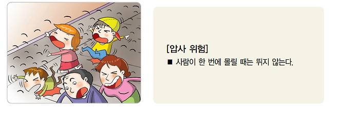 국민안전진흥협회가 발간한 ‘성인을 위한 안전교육’ 속 압사 위험 대비 방법. [성인을 위한 안전교육’ 캡처]