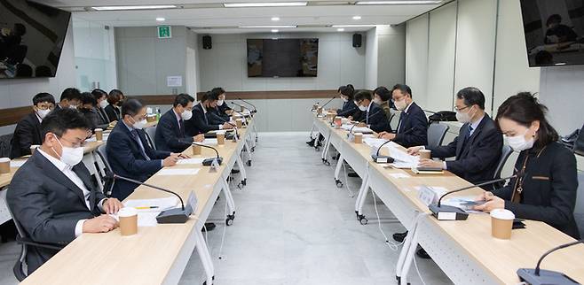 [서울=뉴시스]3일 오후 2시 서울 중구 소재 시티타워에서 보건복지부와 감기약을 생산하는 6개 주요 제약사 간담회가 진행되고 있다. (사진=보건복지부 제공) 2022.11.03. photo@newsis.com *재판매 및 DB 금지