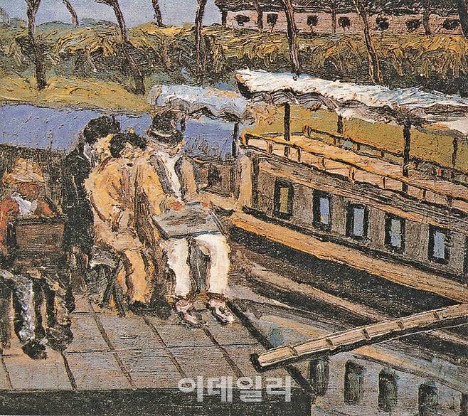 천청보의 ‘쑤저우 강가: 프랑스 조계지’(1929·캔버스에 유채). 일본에서 서양의 화풍을 접한 천청보가 상하이에서 활동하던 시절 그린 작품이다. 강렬한 원색, 두꺼운 질감, 거친 붓터치를 특징으로, 20세기 초 유럽에 넓게 번졌던 ‘야수파’가 비친다. 주변 일상을 소재로 중국 산수화의 서정성에 서양 회화의 기법을 얹는 독특한 방식을 개발하던 때기도 하다. 천청보가 그랬듯 1920년대 초반 상하이에는 서유럽 모더니즘 스타일의 작품이 많이 그려졌고, 언론에 자주 소개되기도 했다.