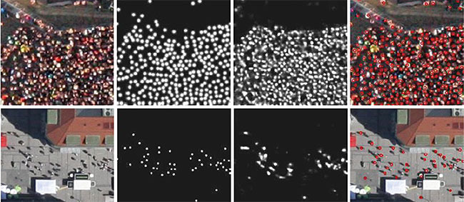 인공지능이 공중 촬영 영상을 토대로 사람 수를 추산하는 모습. 수작업보다 특정 공간의 사람 수를 0.03밀리초 만에 15% 정확히 추산했다. 사진 독일항공우주센터