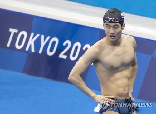 2022 도쿄올림픽에서 경기 시작전의 황선우. [연합뉴스 자료사진]