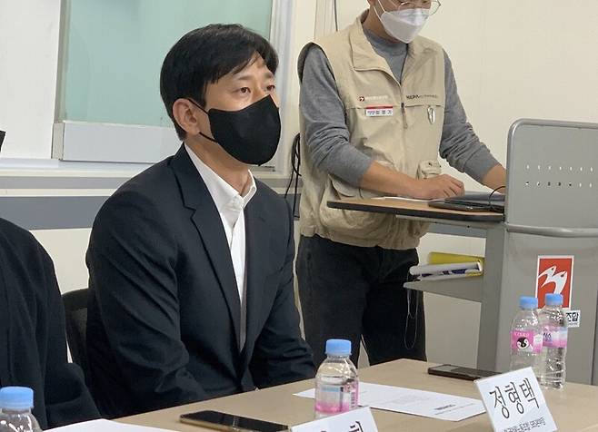 ▲정형택 언론노조 SBS본부 본부장. 사진=윤유경 기자.