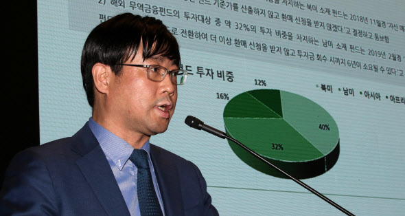 이종필 라임자산운용 부사장(CIO)이 2019년 10월 14일 오후 서울 영등포구 서울국제금융센터(IFC)에서 라임자산운용 펀드 환매 중단 사태와 관련 기자간담회를 하고 있다. (사진=뉴시스)