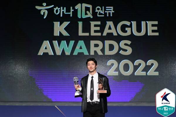 득점왕-리그 베스트11 선정으로 최고의 2022년을 보낸 조규성. ⓒ프로축구연맹