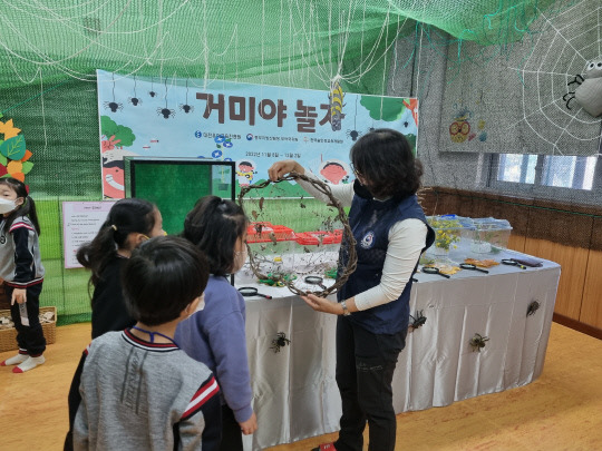 대전유아교육진흥원은 내달 2일까지 만 4-5세 유아를 대상으로 거미를 주제로 한 생태 놀이중심 테마체험을 운영한다고 10일 밝혔다. 사진=대전시교육청 제공