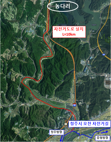 충북 진천군이 추진하는 미호강 탐방로 조성 계획도. 진천군 제공.