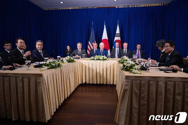 한미일 정상회담. ⓒ AFP=뉴스1